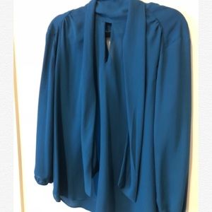 Elegant career tie neck top turquoise NY&C Sz XL
